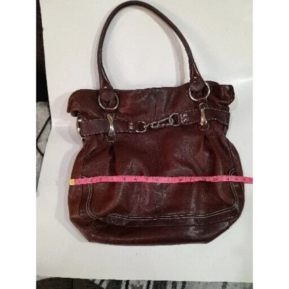 Leather Purse B.MAKOWSKY Raisin Brown Belted Clip Shoulder Bag -VERY NICE - Picture 16 of 16